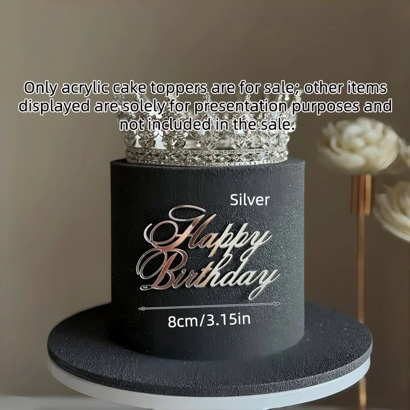 

Золотой акриловый топпер для торта "С днем рождения"