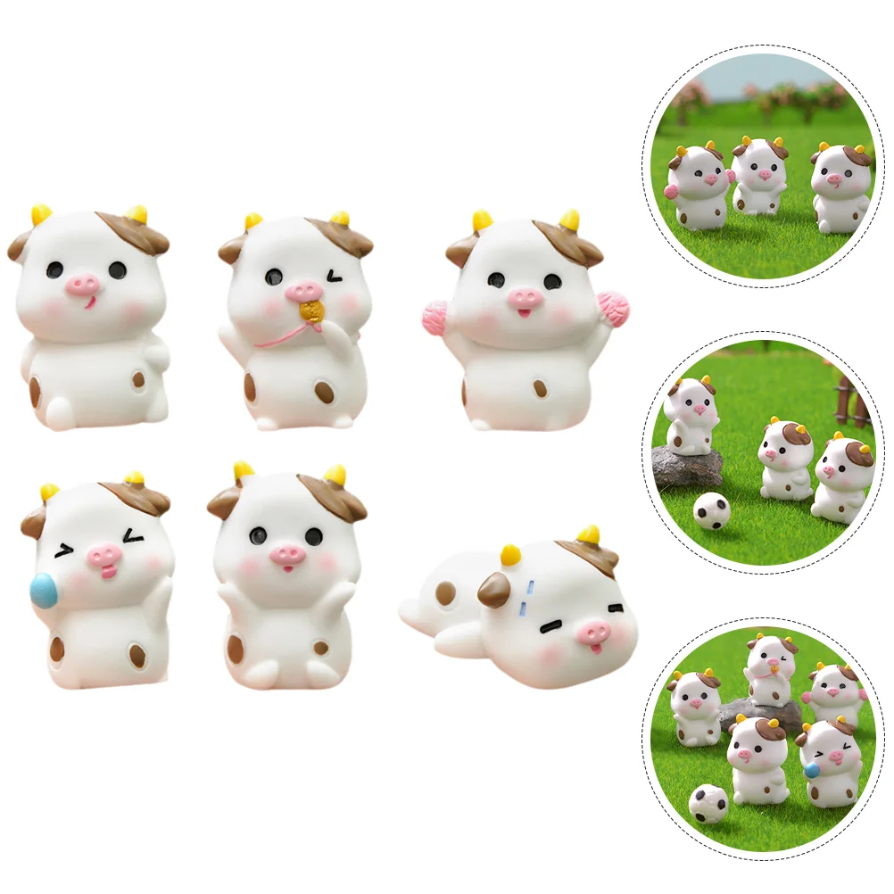 

Mini Cow Figurine Miniature Figurines Model Toys Animals Cute Resin Cows Bulk Home Decor
