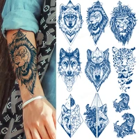 8pcslot wholesale herbal semi permanent tattoo sticker lion wolf totem waterproof sweat lasting herbal tattoo water transfer