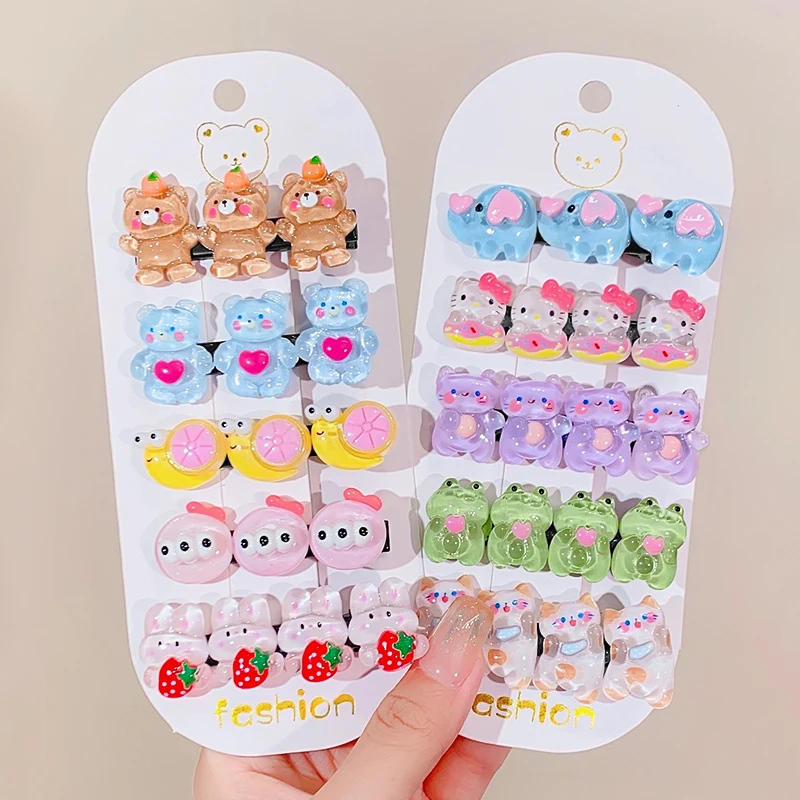 

Новые милые прозрачные заколки для волос с мультяшными животными и цветами для девочек милые украшения для волос заколка для волос модные а...