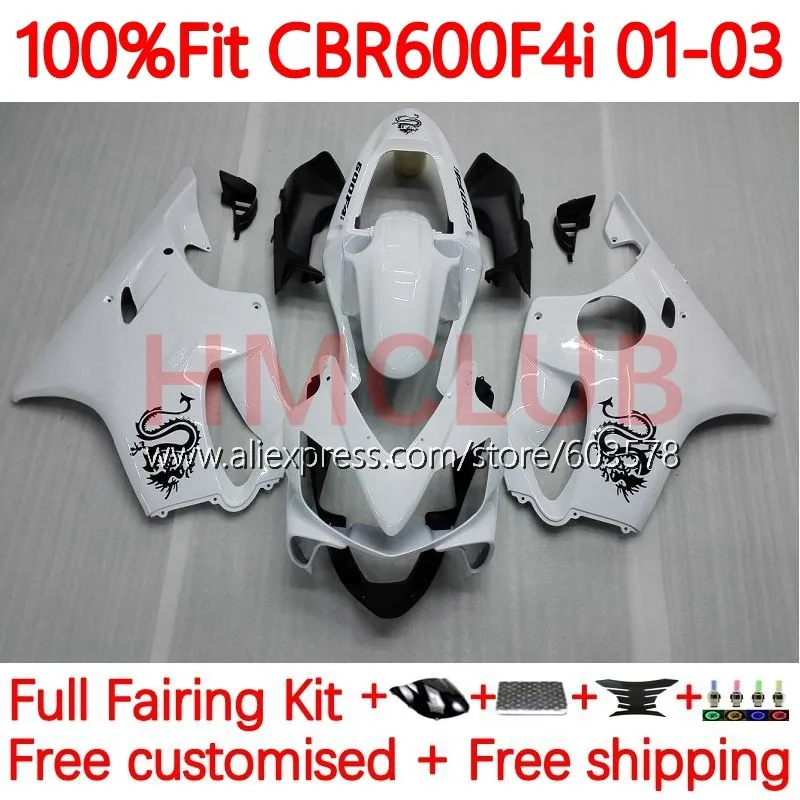 

Injection Body For HONDA CBR 600 CBR600 F4i 600F4i CBR600F4i Dragon white 2001 2002 2003 600CC 01 02 03 OEM Fairing Kit 137No.8