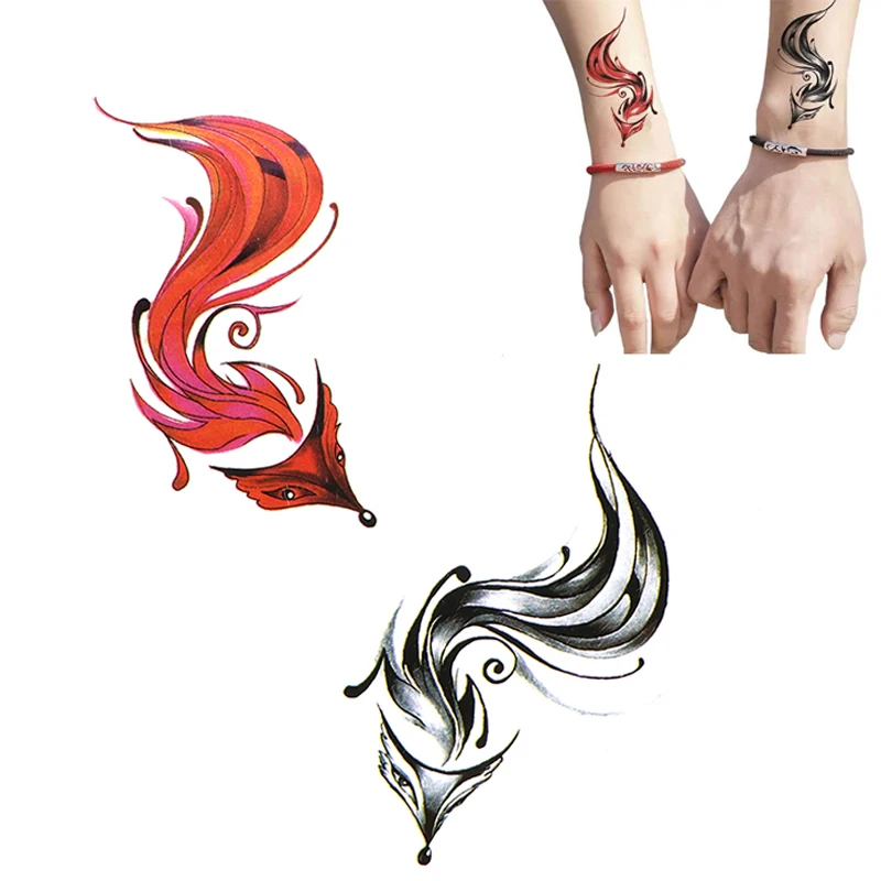 Водостойкие Временные татуировки для женщин боди 2 шт.-арт синие красные черные