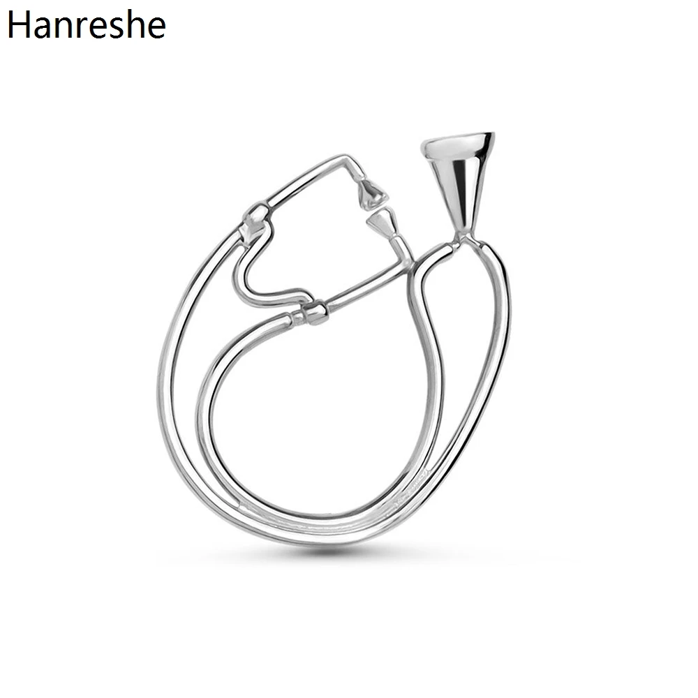 

Hanreshe New Obstetric Stethoscope Brooch Pin Medical Gold Silver Plated Lapel Badge Jewelry Gift for Doctors Nurses