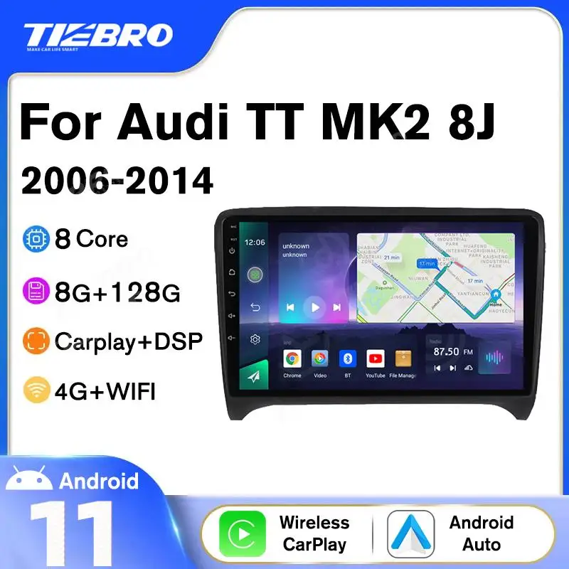 

Автомагнитола Tiebro IPS 1280*720P Android 10 для Audi TT MK2 8J 2006-2014 стерео Мультимедийный плеер авторадио разделение три экрана 9 дюймов