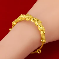 hoyon genuine 24k gold color bracelet 19g for women men bracelet keeping money beast bracelet wedding birthday fine jewelry