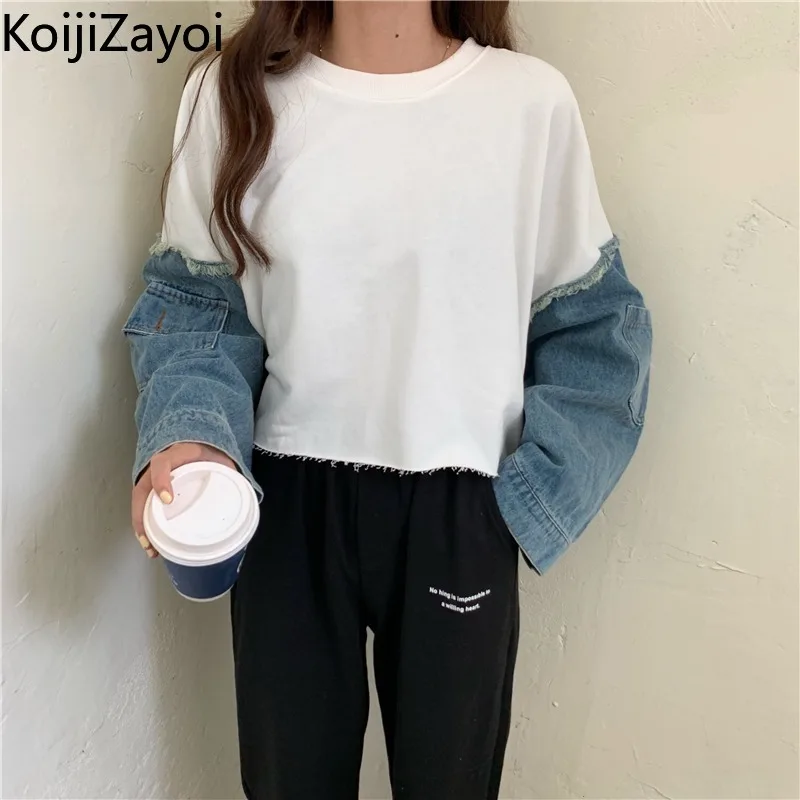 

Koijizayoi Patchwork Women Hoodies Casual Loose Lady Chic Korean Sweatshirt Spring Autumn 2022 Outwear Pullovers Students Tops