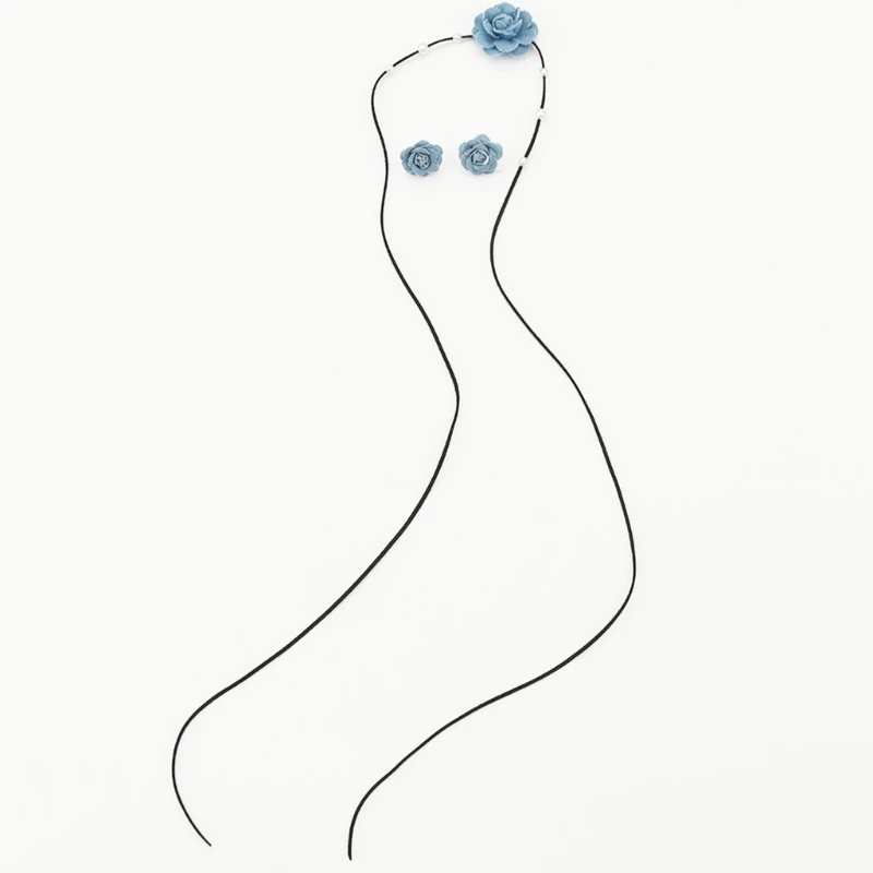 Y1UB винтажное богемное колье с цветком ожерелье серьги для женщин элегантное