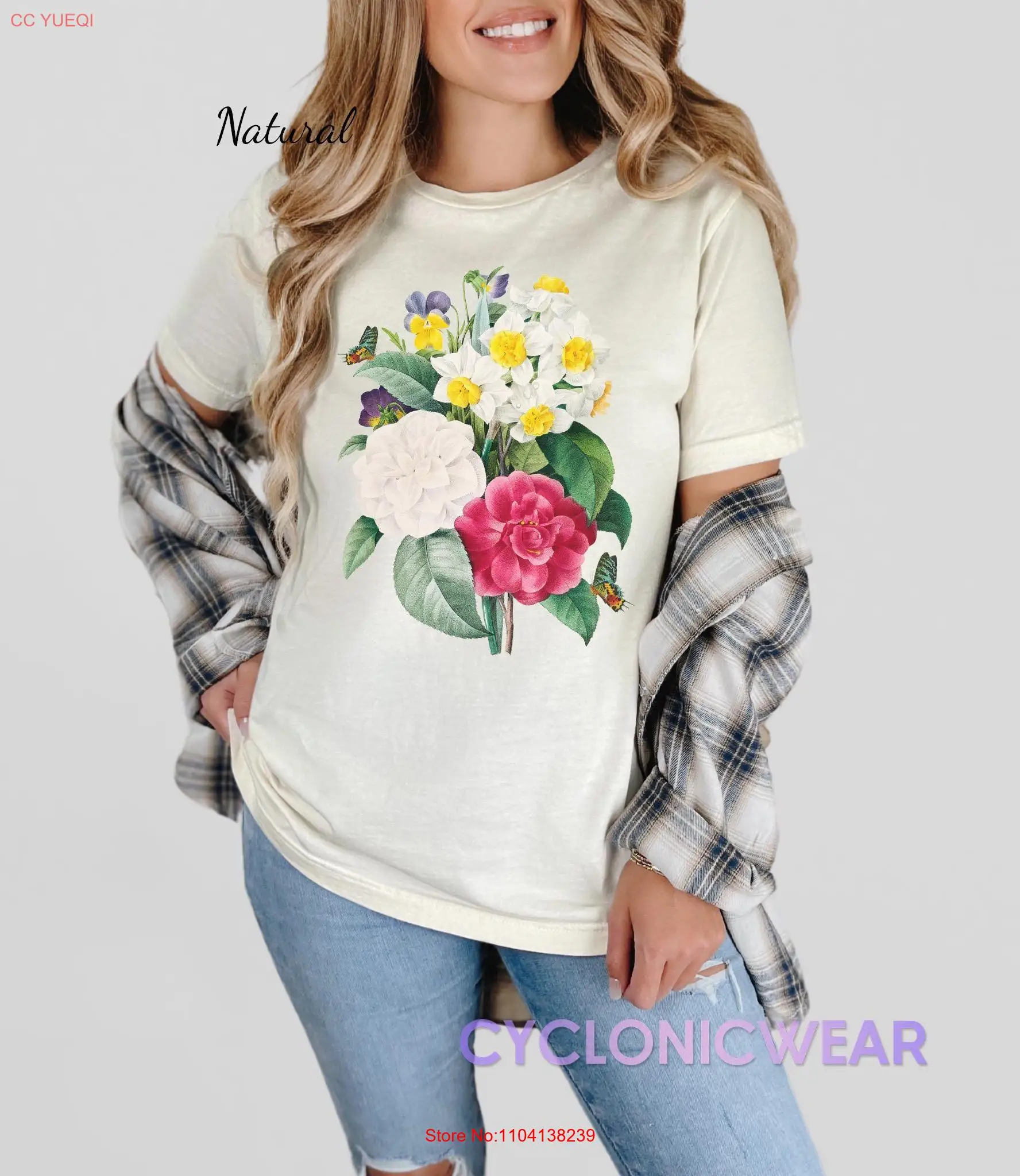 Футболка с цветочным букетом камелии Cottagecore Mom Spring Lover Girl длинными или короткими