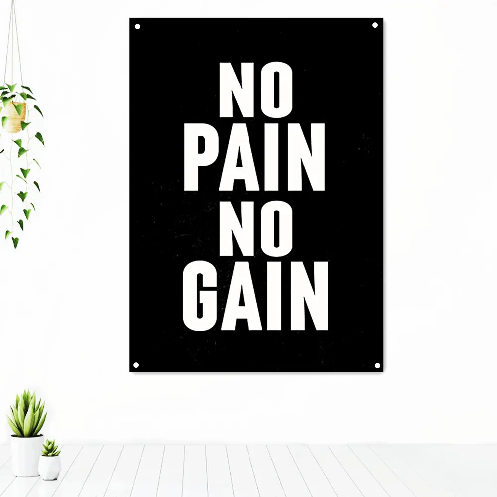 

NO PAIN NO GAIN. Motivational Tapestry Home Decoration Success Inspirational Quote Posters Wall Art Banners Flag for Living Room