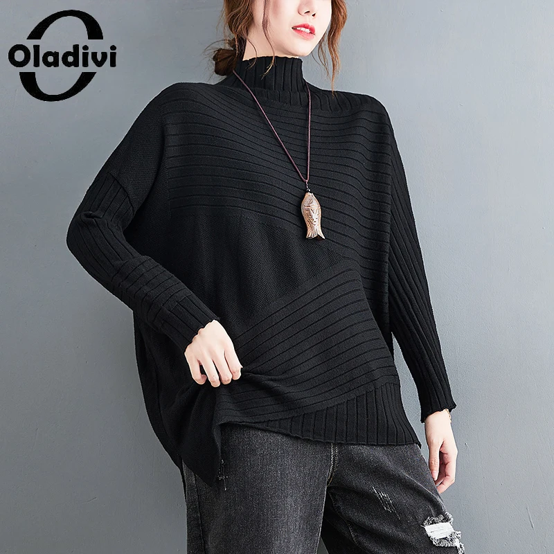 

Oladivi 4 Colors Fashion Autumn Winter Sweaters Women Casual Loose Knitted Tops Oversized Clothing Autumn Winter Knitwears 2801