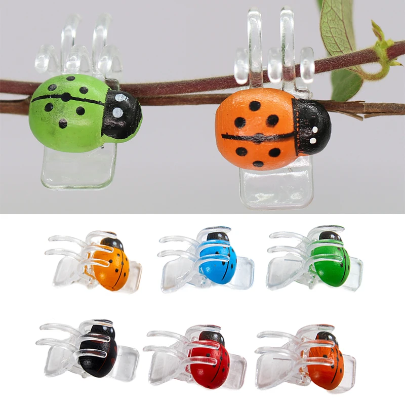 

10PCS Colorful Plants Bonsai 5-Claw Clamps Ladybird Orchid Clips Vine Fixer