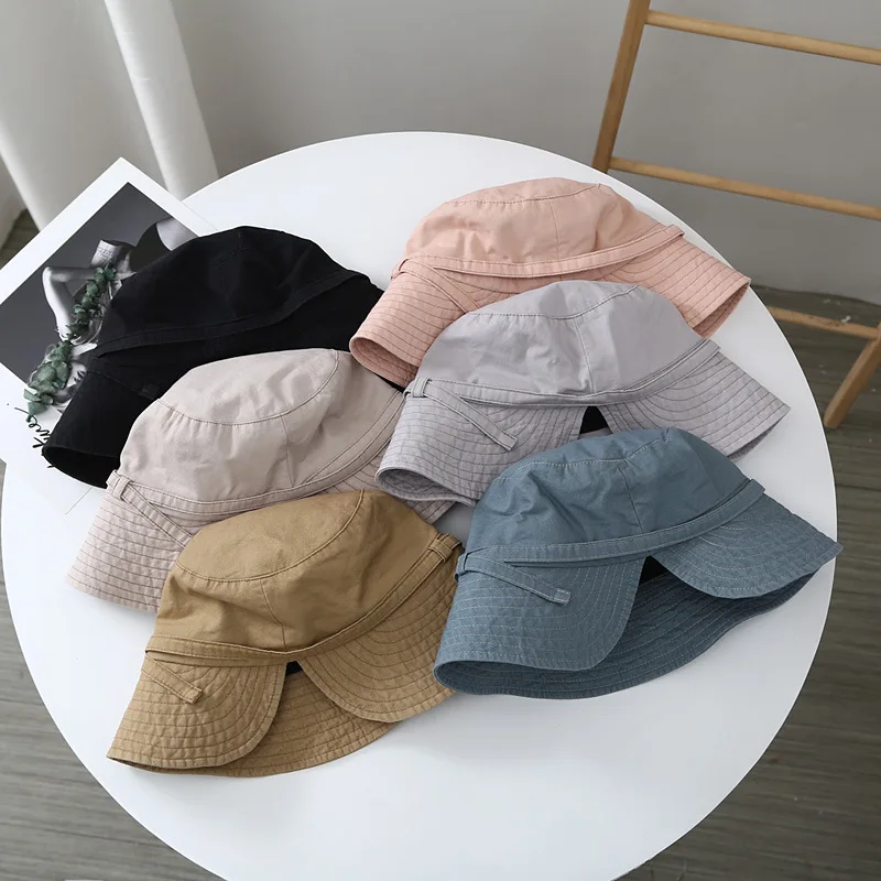 

Washed Cotton Rear Split Fisherman Hat Women Summer Korean Version Sunshade Basin Hat Leisure Travel Foldable Bucket Hat