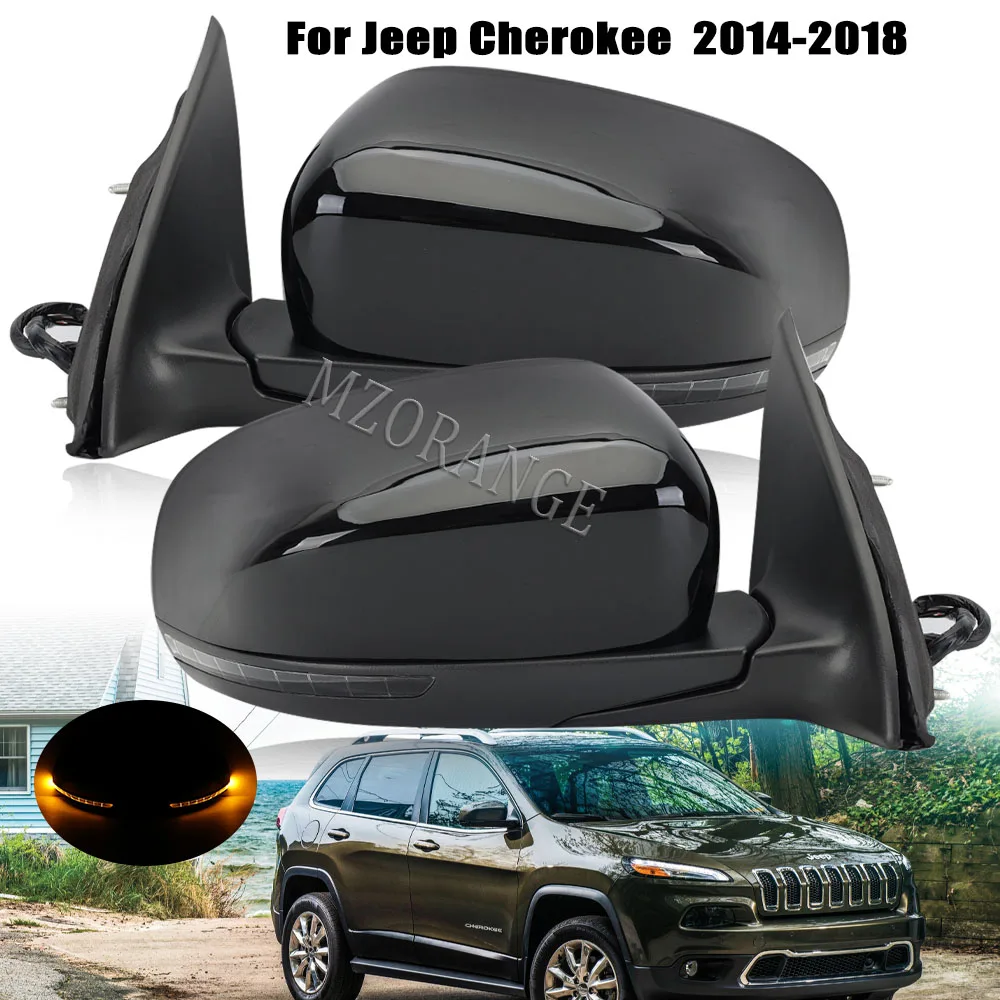 

For Jeep Cherokee KL 2014-2018 Rearview Mirror Assembly 11 Wire Dual Plug Black Turn Signal Light Car Side Assembly Auto Parts
