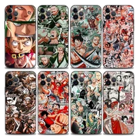 one piece luffy phone case for iphone 11 12 13 pro max 7 8 se xr xs max 5 5s 6 6s plus black soft silicone tpu cover anime funda