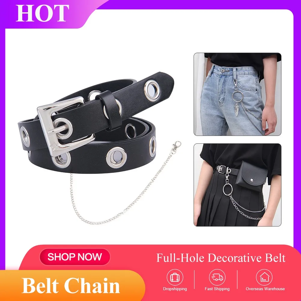 

Single Eyelet Leather Chains Belt Women Fashion Waist Adjustable Women Metal Alloy Buckle Waistband Jeans Dress Accessories