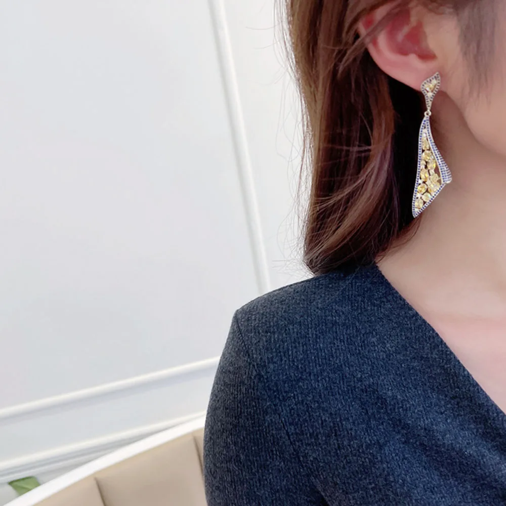 

s925 Silver Three-dimensional Streamer Earrings Exaggerated Light Luxury Dinner Dress with Fashion Focus on Craft Jewelry