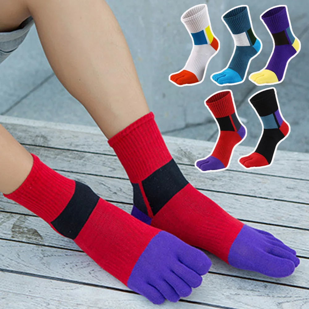 

1 Pairs Fashion Warm Fiber Toe Socks Men Casual Colorful Cotton Socks Male Crew Five Finger Absorb Sweat Breathable Socks