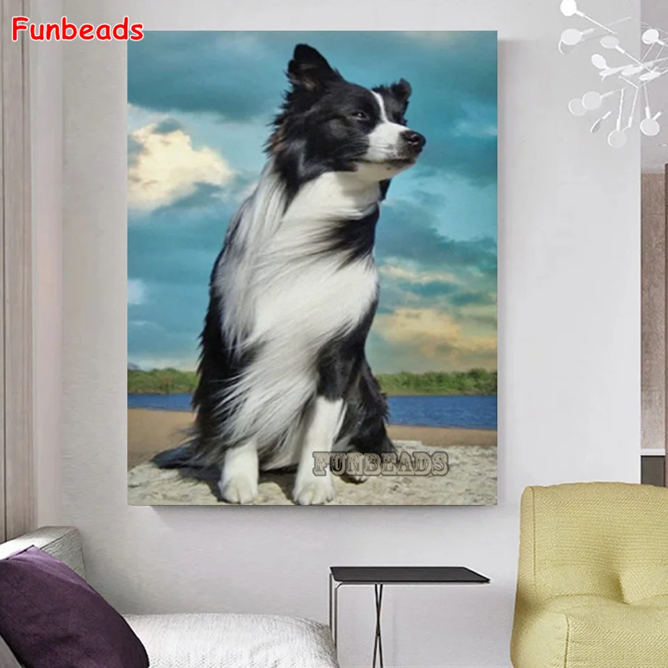 

5D DIY Diamond Painting Border Collie Full Square/Round Drill Diamond Embroidery Pet Dog Rhinestones Christmas Gift GG6771