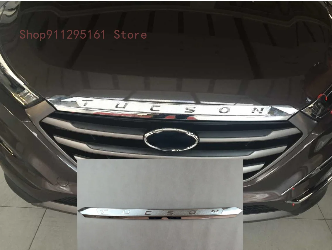 

CHROME FRONT HOOD BONNET GRILL LIP MOLDING COVER TRIM BAR GARNISH MESH ABS plating FOR HYUNDAI TUCSON 2015- 2020