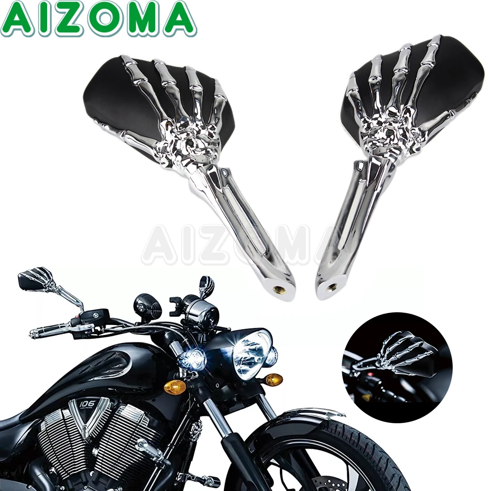 

Skull Skeleton Hand Rear View Side Mirrors For BMW Bobber Honda Sportster Harley Touring Softail FXDB Fat Bob Dyna Street Glide