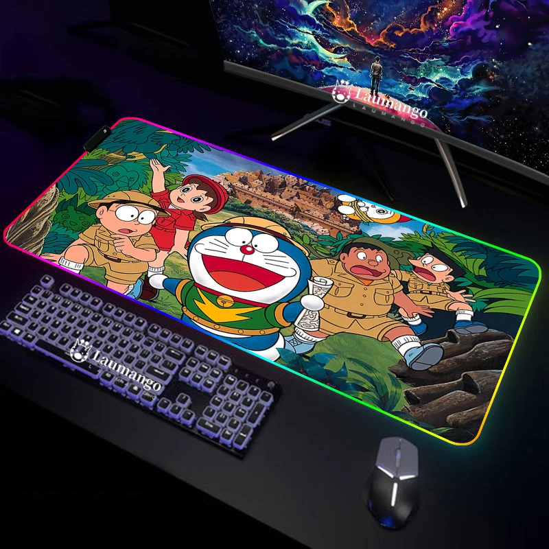 

Rgb Mouse Pad Gamer Doraemon Rubber Mat Computer Accessories Backlight Mausepad Pc Gaming Deskmat Led Mousepad Mats Keyboard