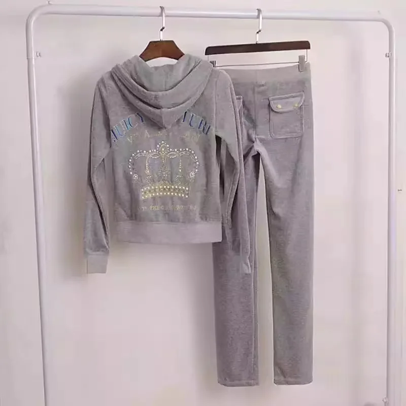 YICIYA Juicy Tracksuits Woman Zipper Sweatshirt And Pants suit Sportswear Female Women's Sewing Suit Velvet Sports Two Piece Set