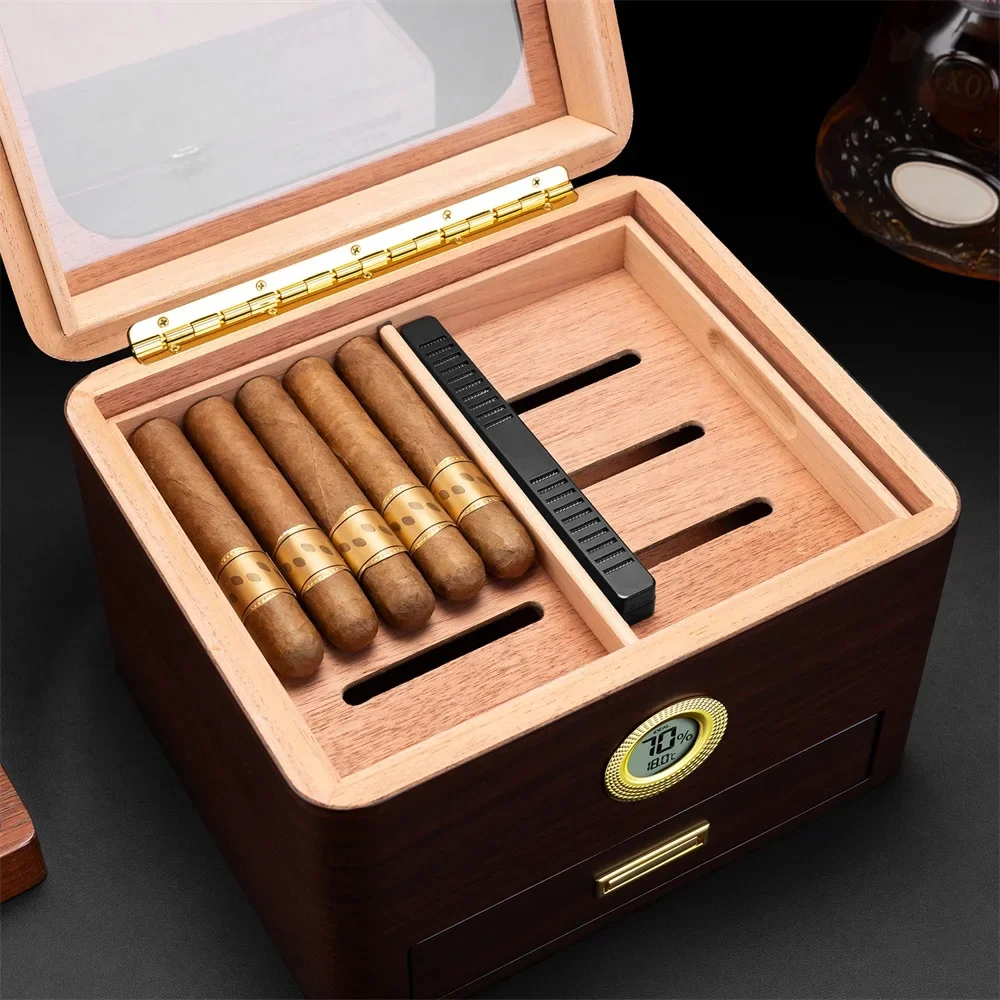 Хьюмидор для сигар из кедрового дерева с электронным гигрометром увлажнитель