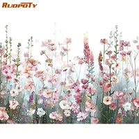 ruopoty diy painting by numbers pink flower hand painted on canvas wall art acrylic picture by numbers for living room diycraft