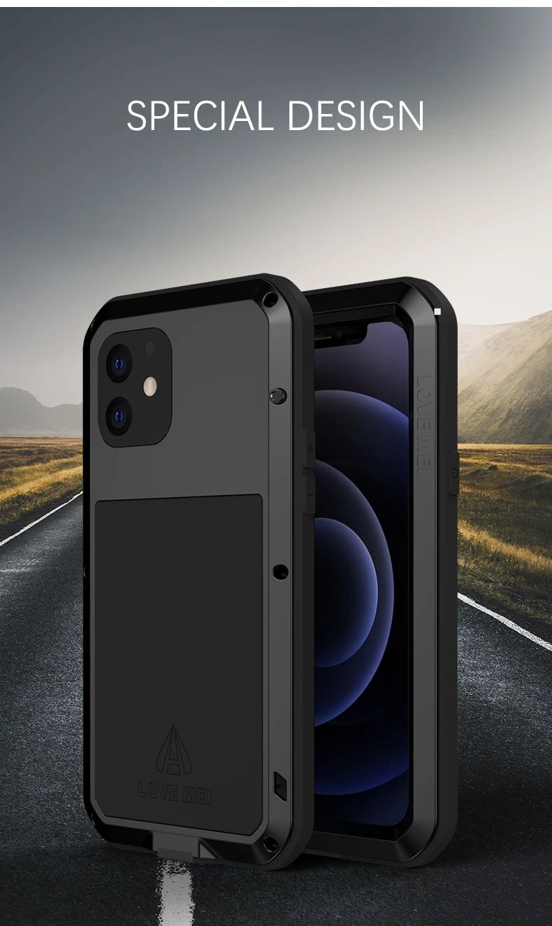

Original LOVE MEI Powerful Case For iPhone 12 Mini Metal Armor Shock Dirt Proof Water Phone Cases For iPhone 12 Pro Max 6.1''