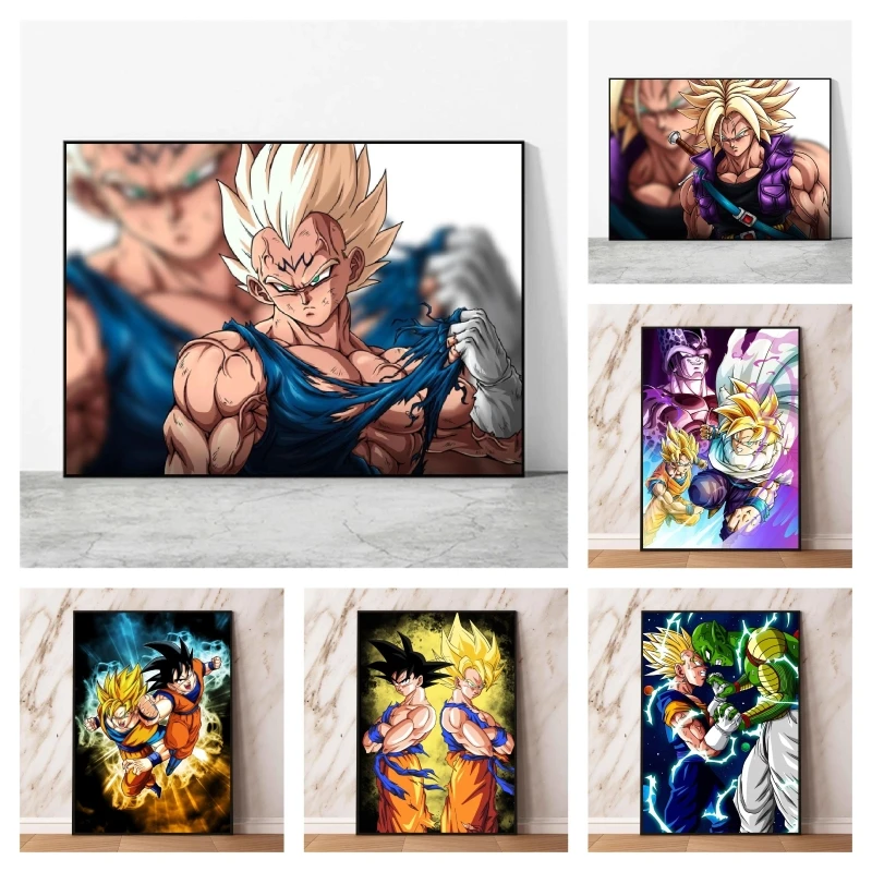 

Canvas Artwork Painting Dragon Ball Goku Anime Goods Friends Gifts Prints and Prints Cartoon Character Picture Room Home Hanging