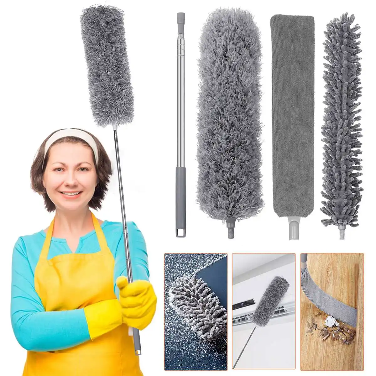 

7PCS Dust Cleaning Brush Set Telescopic Microfiber Dust Removal Dusters Bendable Dust Brush For Car Furniture Household Cleaning
