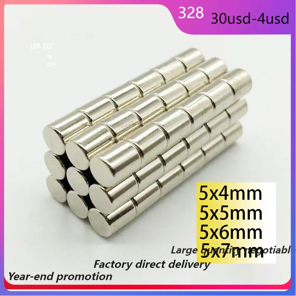 

50/100pcs 5x4mm 5x5mm 5x6mm 5x7mm Round Mini Magnet N35 Super powerful Neodymium 5*6mm Magnets for door Search Magnetic Fridge