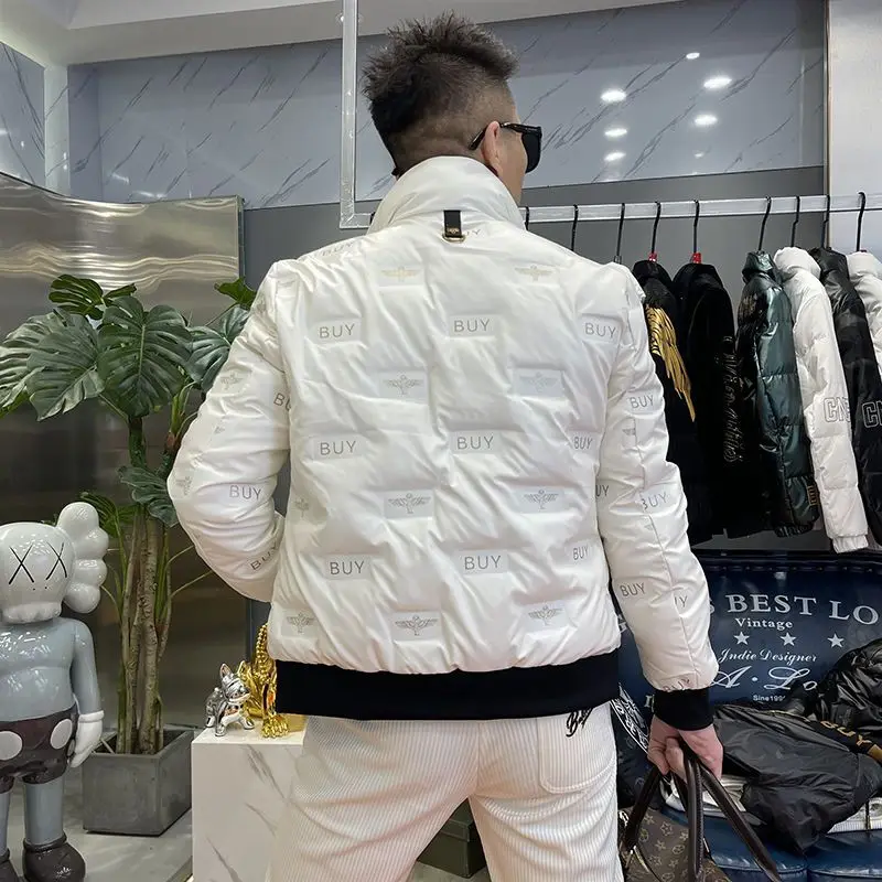 European Station New Winter Casual Down Jacket European Men's RC Leather Label Leopard Head High-end White Duck Down Men Jacket