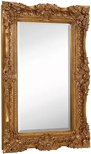 

inch Large Ornate Gold Framed Rectangular Baroque Mirror | Antique Looking French Mirrors Decorative | Bedroom, Bathroom & Bat