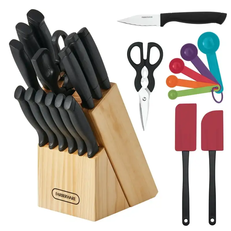 

23-piece Never Needs Sharpening Dishwasher Safe Cutlery and Utensil Set in Black Cute tray coffee Tea spoons small Shovel spoon