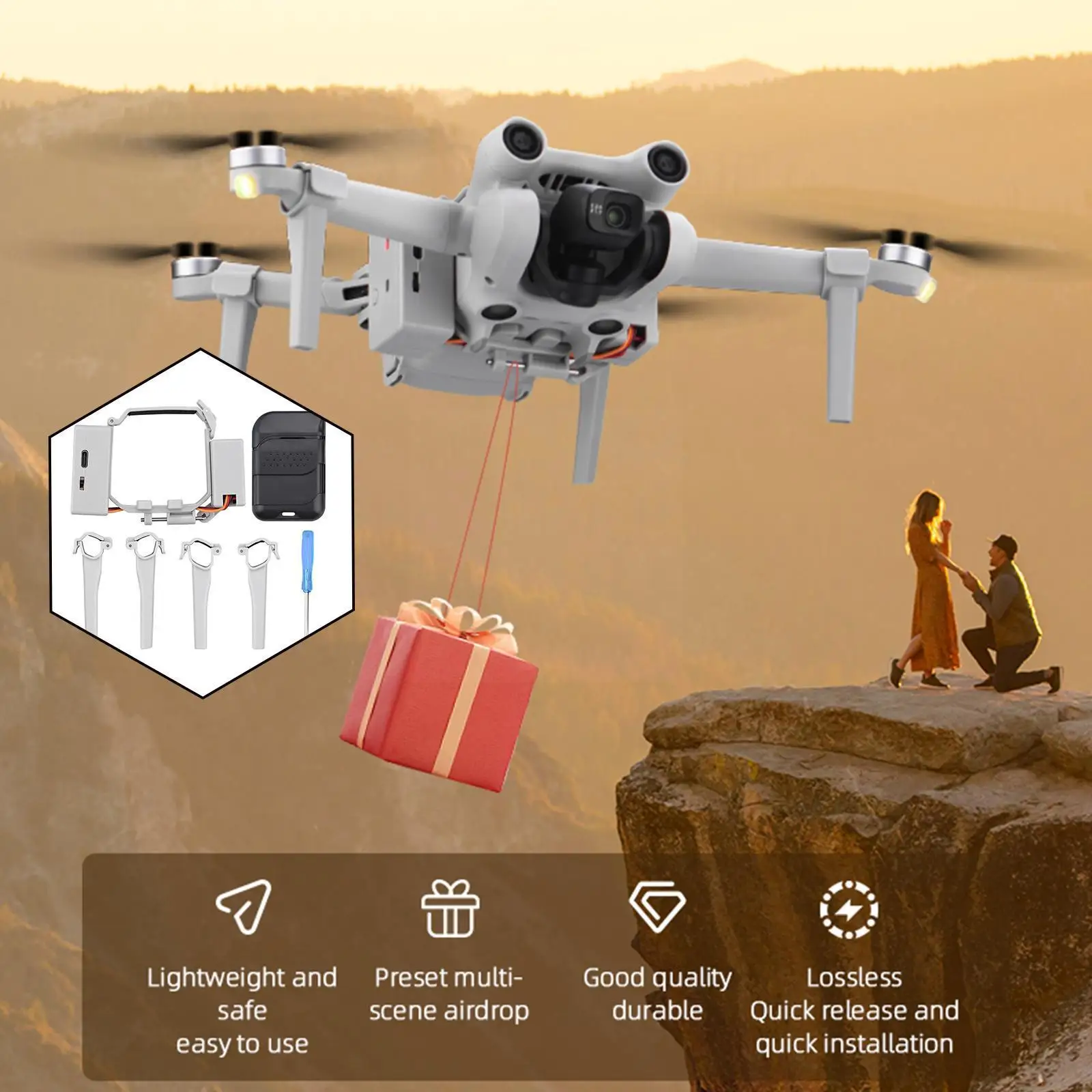 

Drone Airdrop For Mini 3 Pro Landing Gear Wedding Proposal Delivery Dispenser Thrower Rescue Device Drone Accesso N9d3