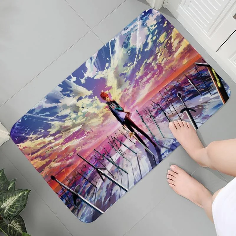 

Mats Bedroom Bathroom Floor Carpet Soft Doormat Flannel Rug Anime Memory Foam Fate Stay Night Area Rugs Parlor Mat Prayer Rug