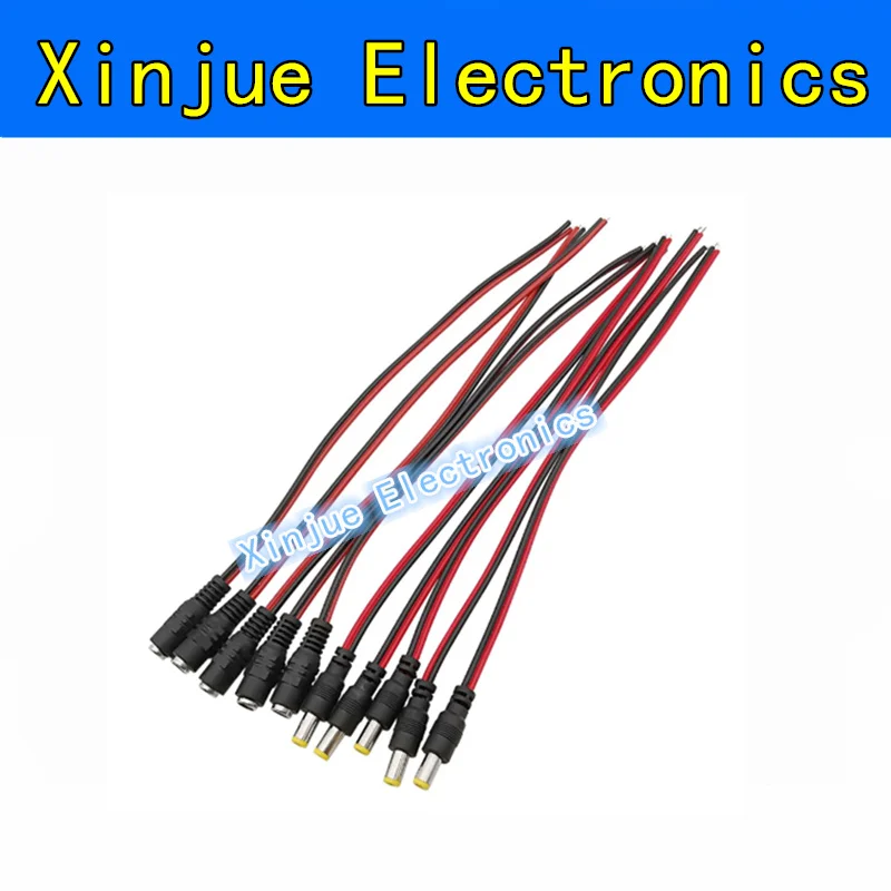 

12v dc conectores 5.5x2.1mm dc power pigtail cabo macho fêmea conector para cctv câmera de segurança adaptador de alimentação co