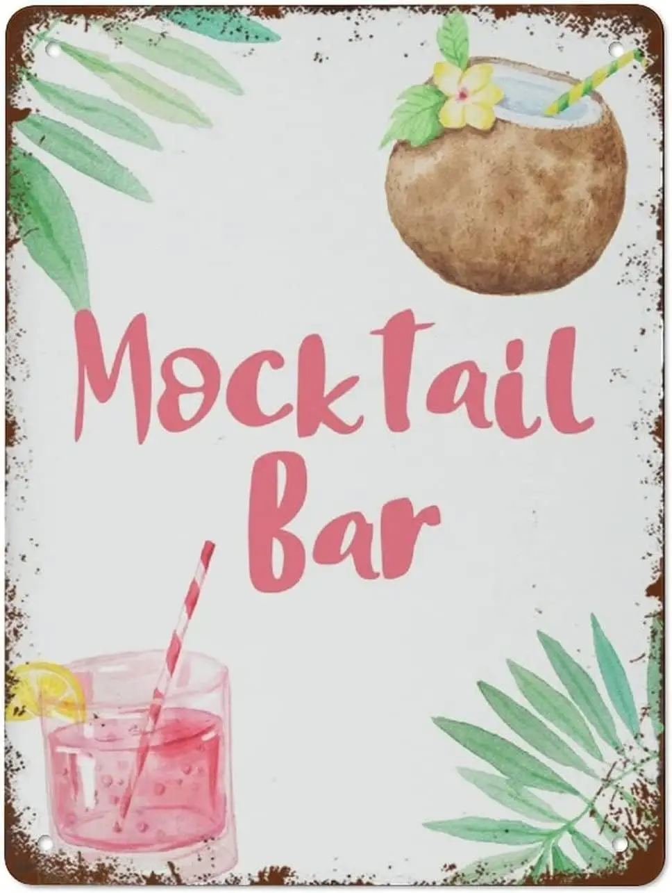 Летний мактейльный барный знак с редактируемой карточкой рецептов Mocktail Летняя