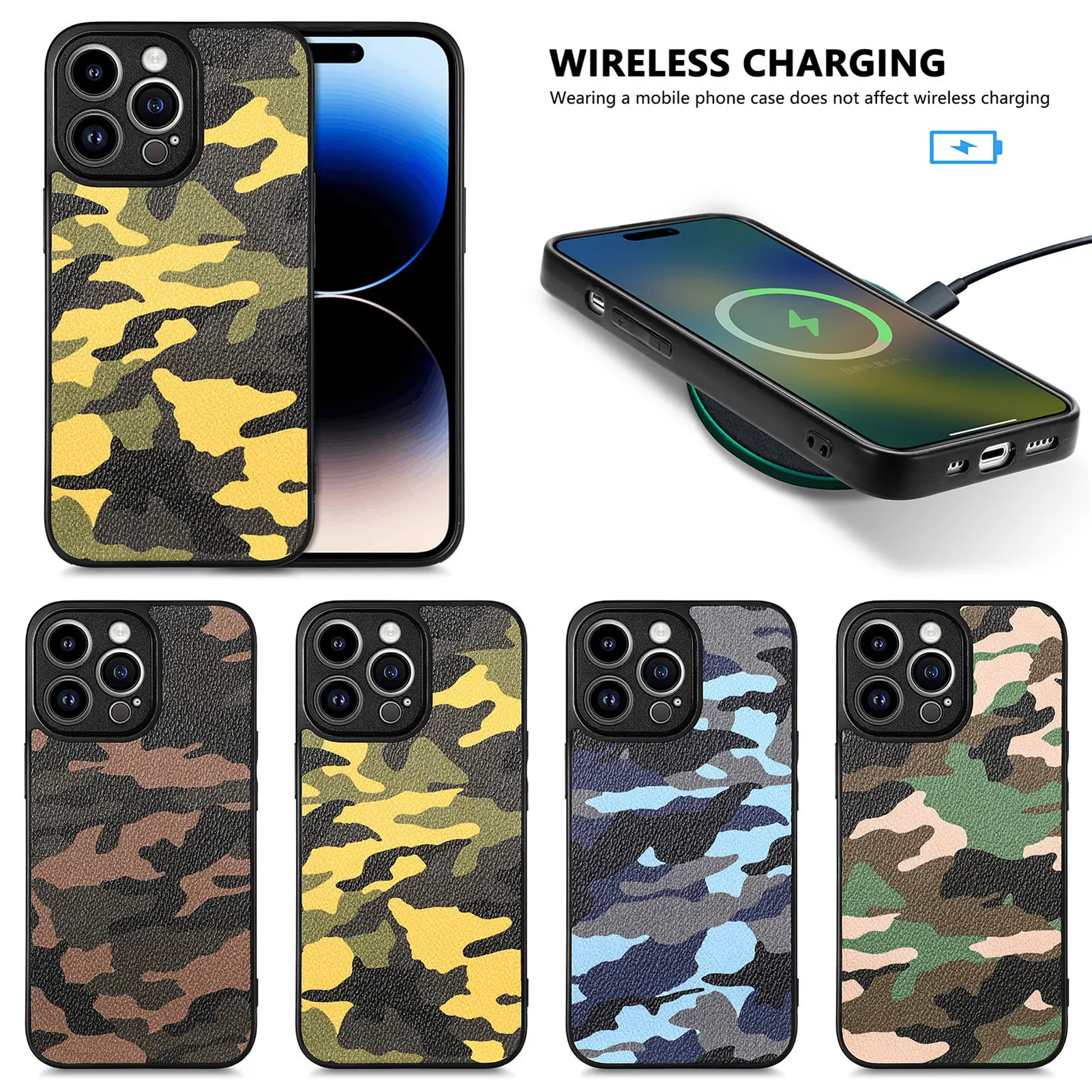 

Wireless charging Camouflage Phone Case For Samsung Galaxy A12 A13 A21 A22 A22S A23 A32 A20 M10S M32 A50 A50S A53 Leather Case