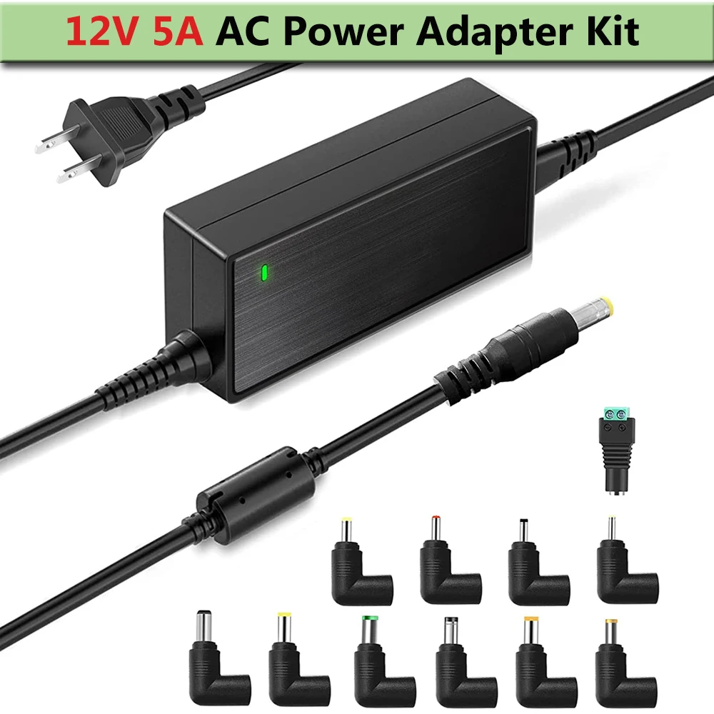 12V 5A AC Adapter For CCTV Security Camera DVR,LED Light Strips,keyboads,microphones,Record player, router, DVD, Monitor,Printer