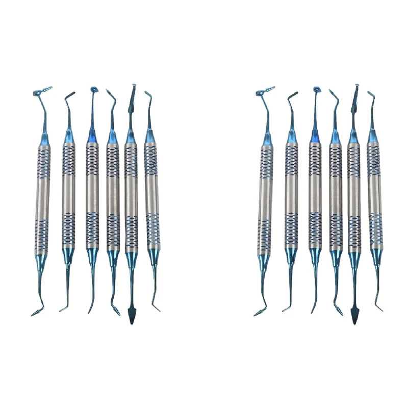 

12Pcs Composite Resin Filling Plated Head Resin Filler Set Thick Handle Restoration Set Instrument(Blue)