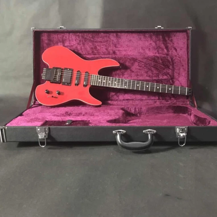 Электрическая гитара без головы 6 струн красного цвета в форме стейнбергера