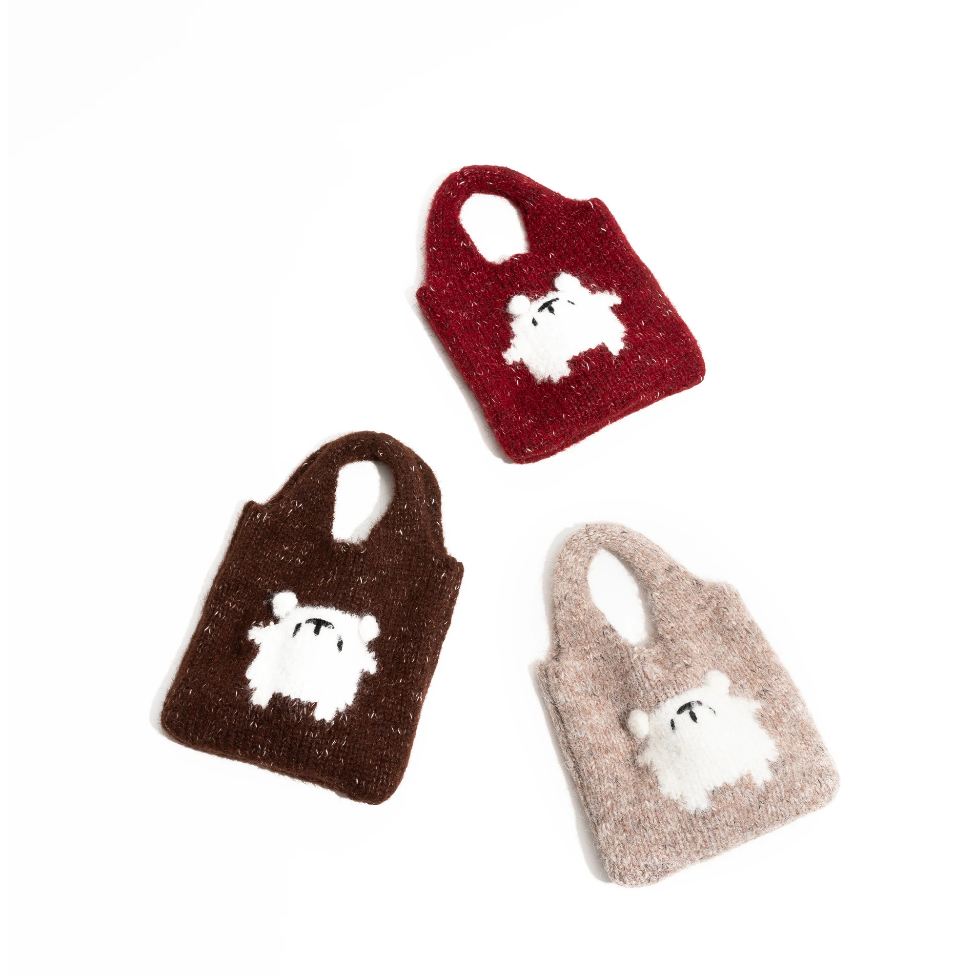 MABULA вязаная шерстяная сумка-хобо с принтом птицы простой повседневный клатч