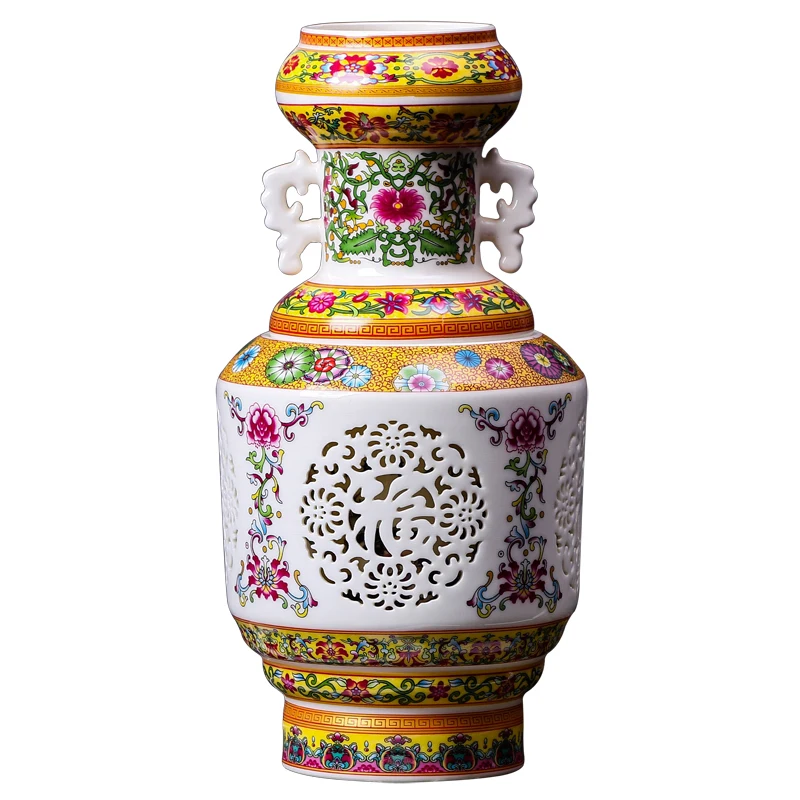 

Классическая ваза Цзиндэчжэнь для пирсинга, фарфоровая антикварная винтажная ваза для цветов, керамическая ваза королевская король фарфор...