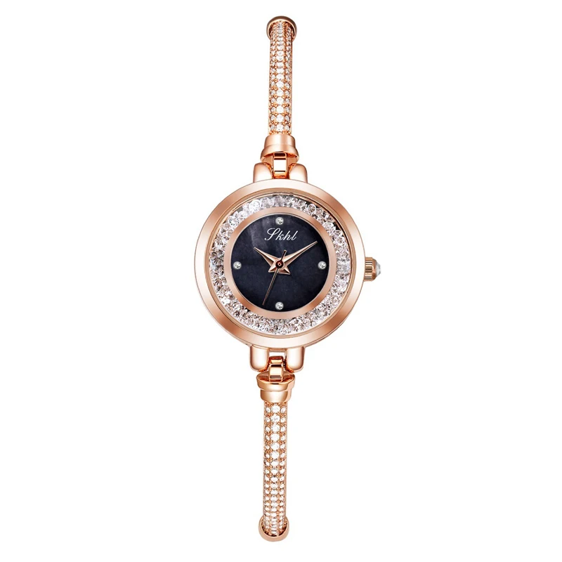

High Quality Luxury Fashion Thin Chain Rhinestone Bracelet for Women Watches Stainless Steel Quartz Diamonds Wristwatches