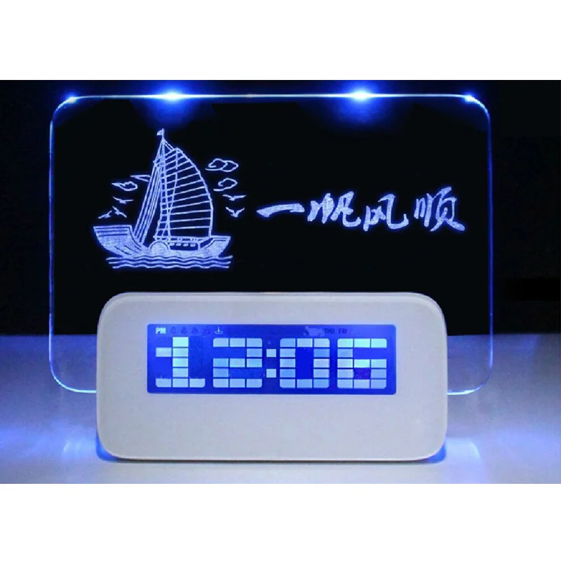 Multifunctional Alarm Clock Highlighter Blue Led Light Messa