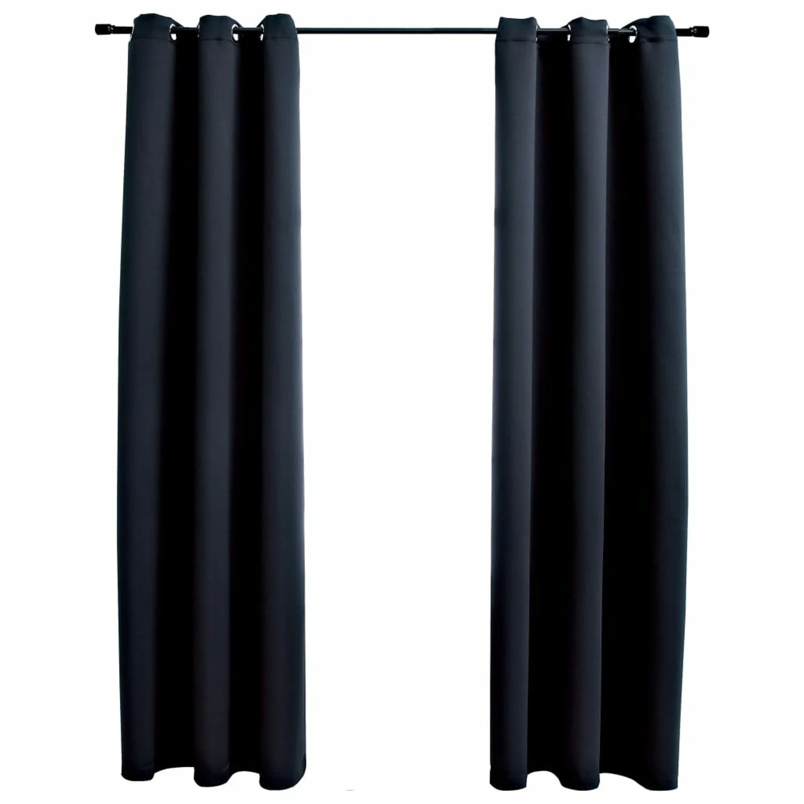 

Blackout Curtains with Rings 2 pcs Black 37"x84" Fabric