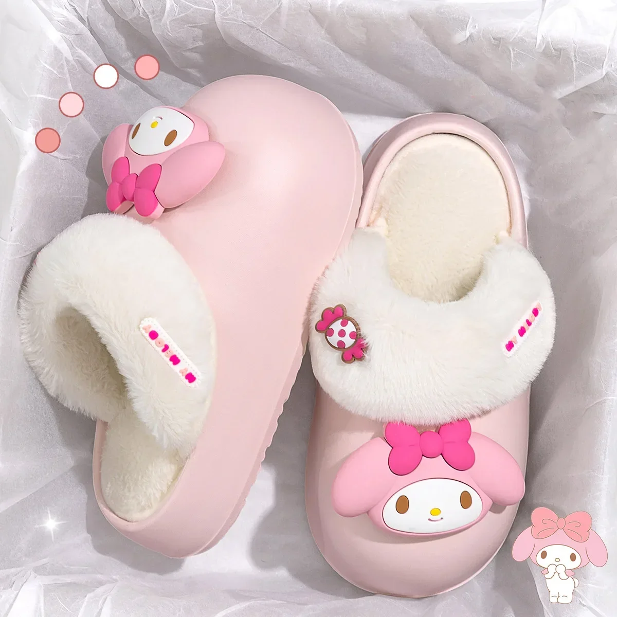 Kawaii Sanrio хлопковые тапочки HelloKitty милая красота рождественская одежда съемная