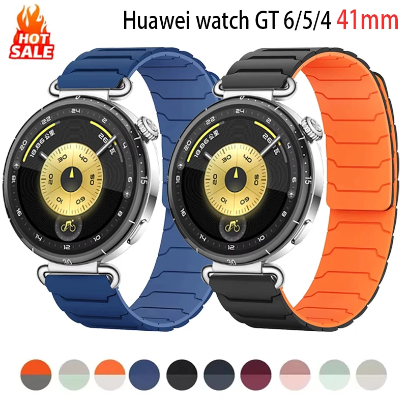 Фото Ремешок для часов 18 мм для часов huawei GT6 GT5 GT4 41 мм Магнитный силиконовый браслет для correa HUAWEI Watch GT5 pro GT4 pro 42 мм ремешок №1